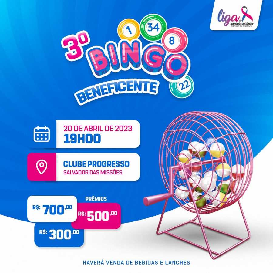 anuncio de bingo beneficente